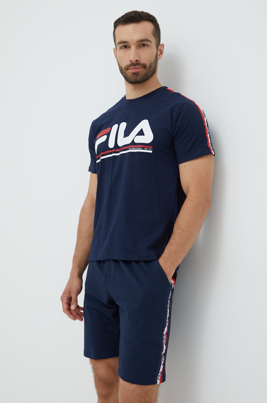 Fila pijama barbati, culoarea albastru marin, cu imprimeu