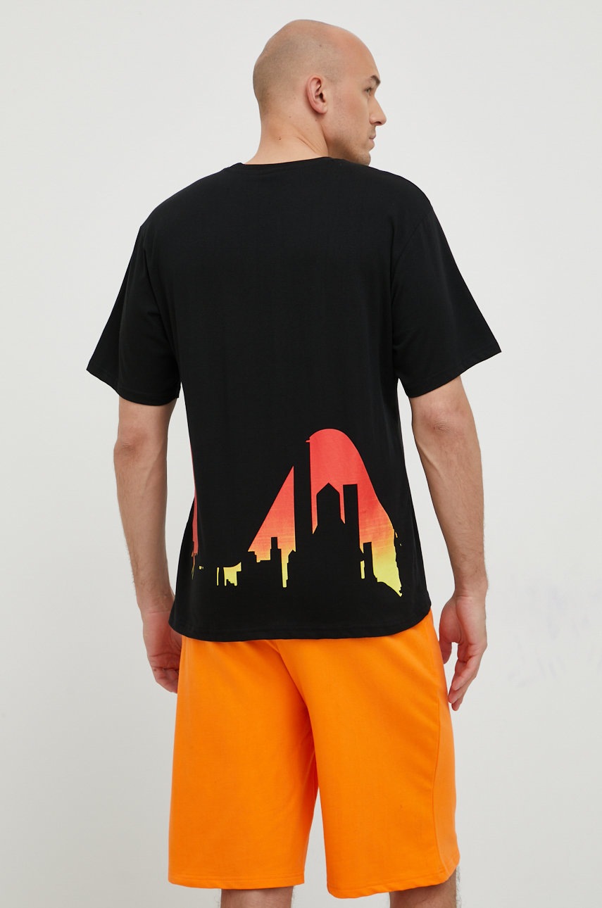Fila pijama barbati, culoarea portocaliu, cu imprimeu