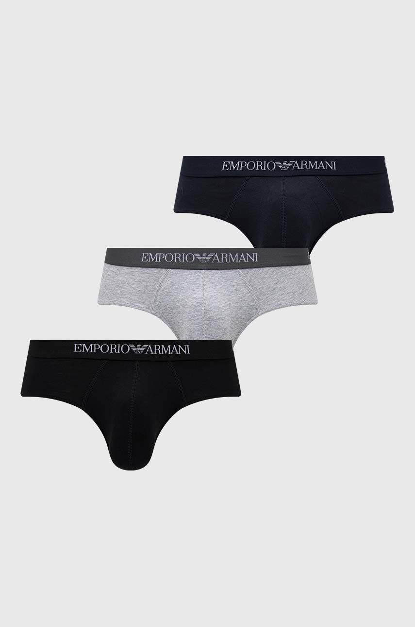 Levně Bavlněné slipy Emporio Armani Underwear 3-pack tmavomodrá barva