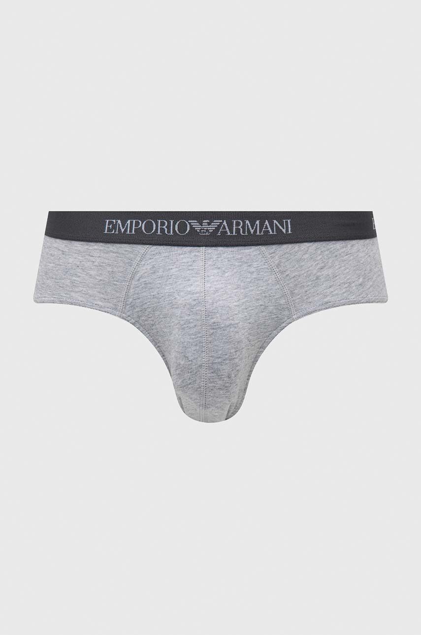 Emporio Armani Underwear Slip Din Bumbac 3-pack Culoarea Albastru Marin