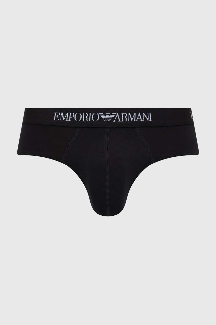 Emporio Armani Underwear Slip Din Bumbac 3-pack Culoarea Negru