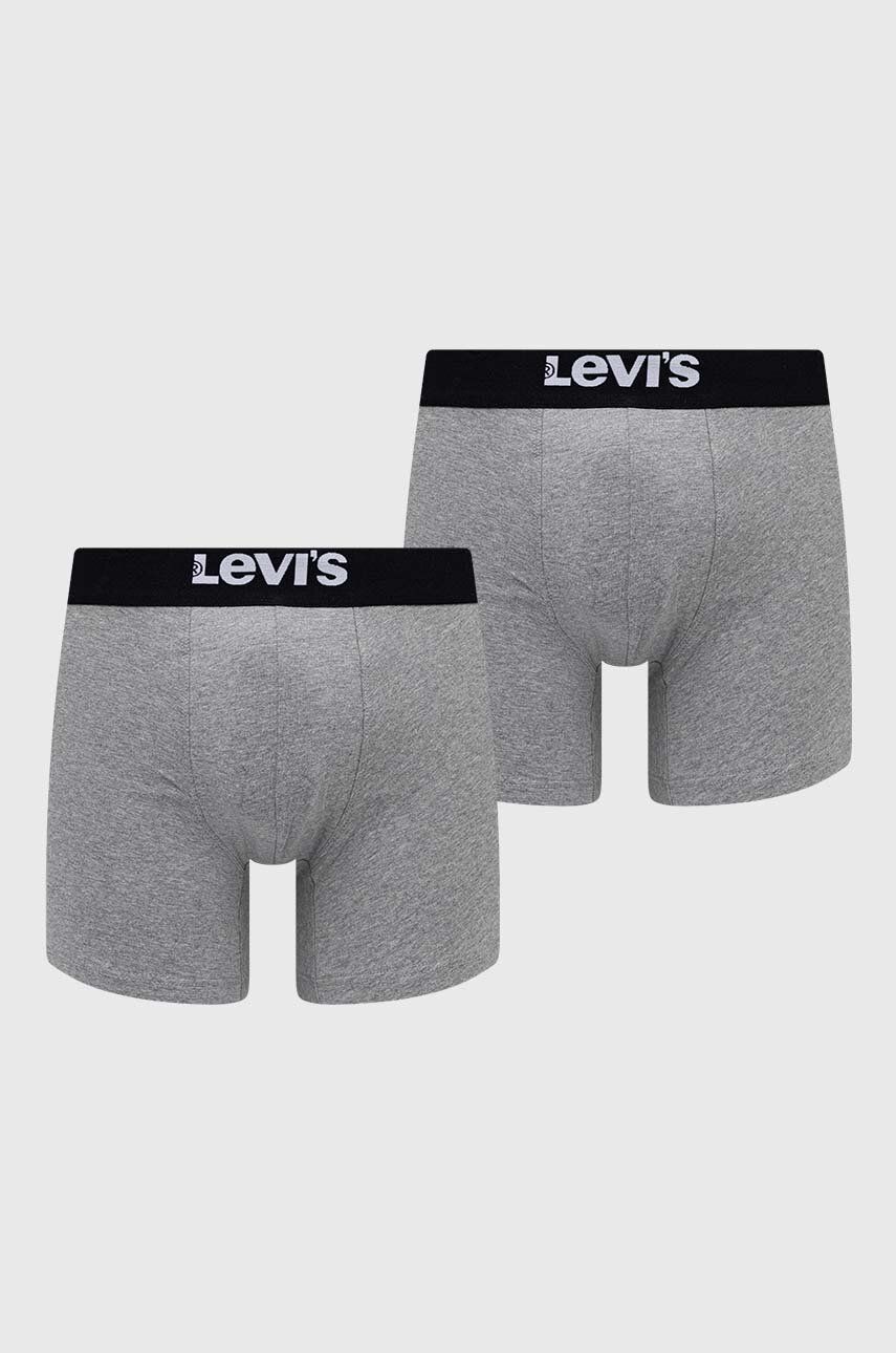 Boxerky Levi′s 2-pack pánské, šedá barva, 37149.0809-007 - šedá -  95 % Organická bavlna