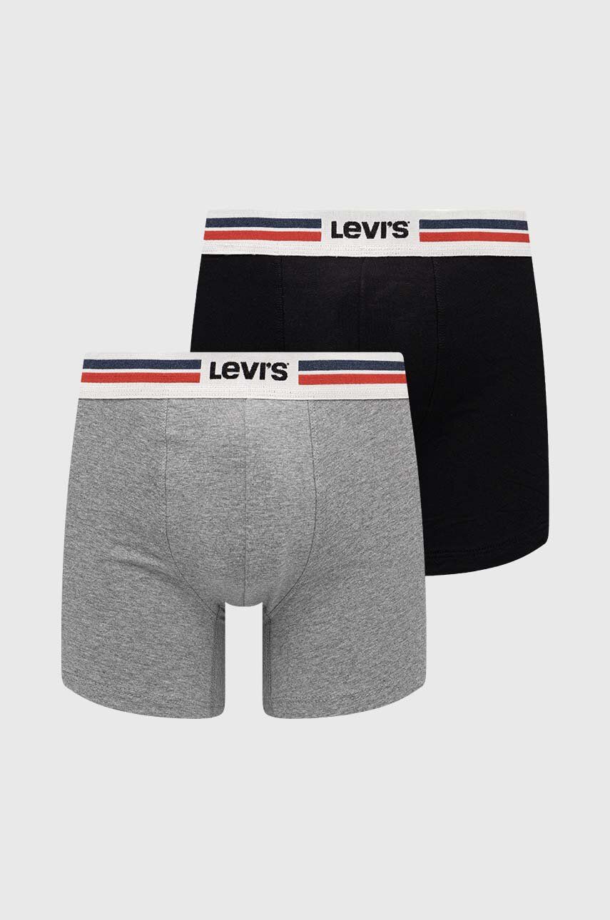 Boxerky Levi′s 2-pack pánské, černá barva - černá -  95 % Bavlna