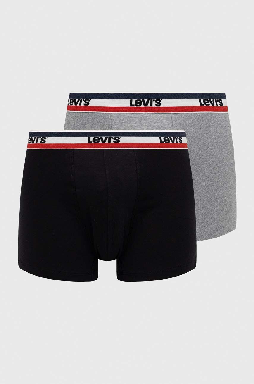 Boxerky Levi′s 2-pack pánské, šedá barva, 37149.0816-003 - šedá -  95 % Organická bavlna