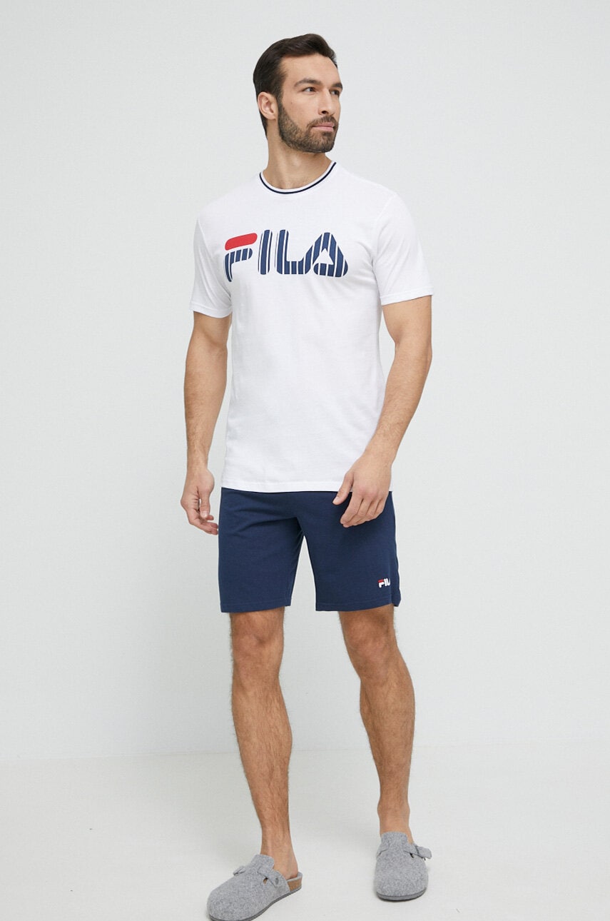 Fila pijamale de bumbac culoarea alb, cu imprimeu Fila pijamale de bumbac culoarea alb, cu imprimeu