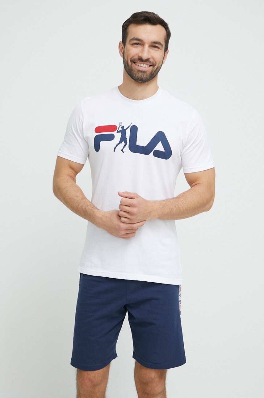Fila pijamale de bumbac culoarea albastru marin, cu imprimeu Fila pijamale de bumbac culoarea albastru marin, cu imprimeu