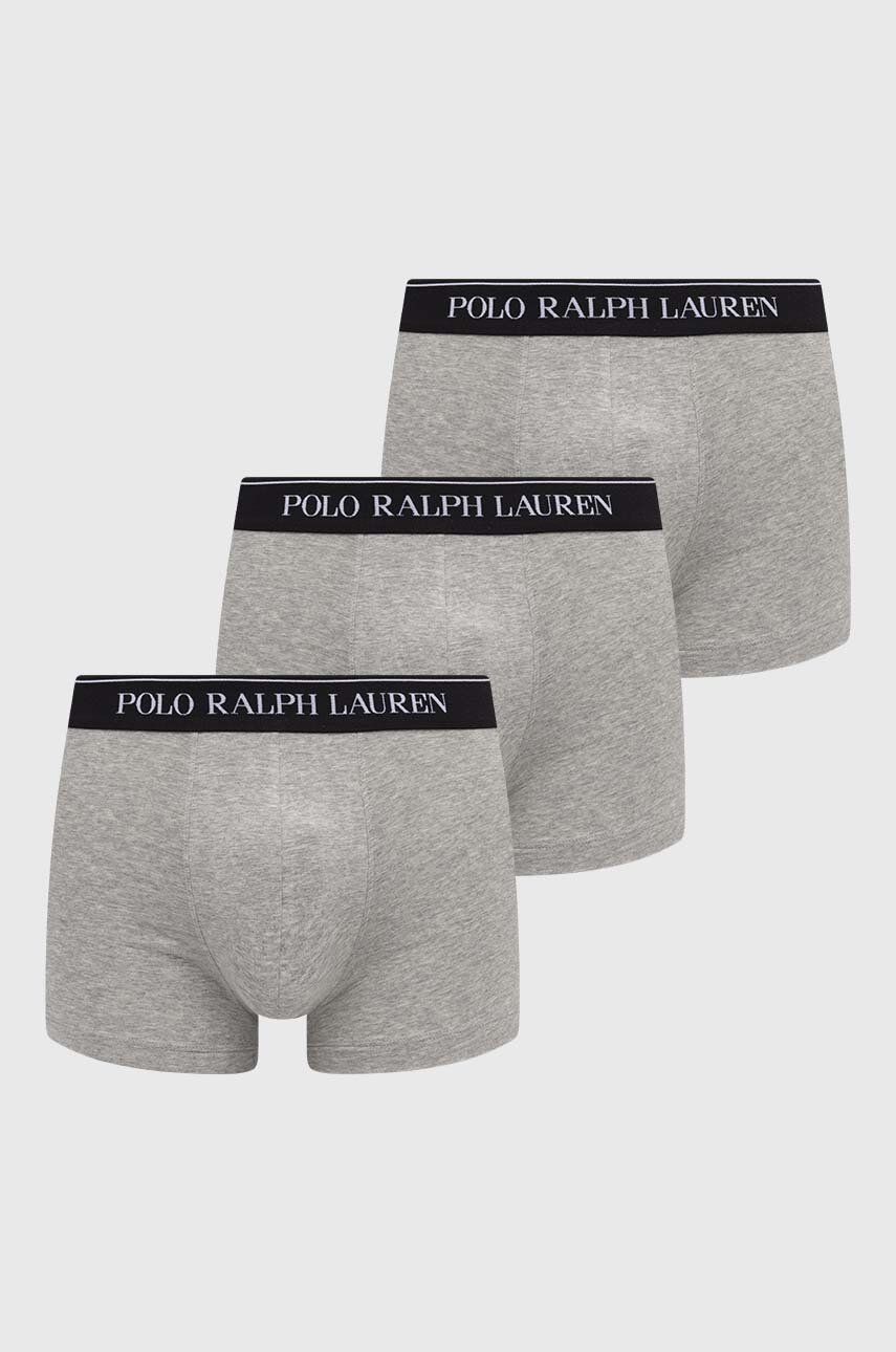 Levně Boxerky Polo Ralph Lauren 3-pack pánské, šedá barva, 714835885
