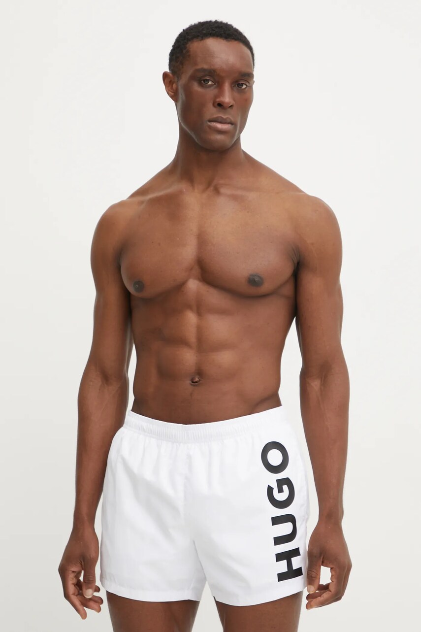 HUGO pantaloni scurti de baie culoarea alb, 50513979