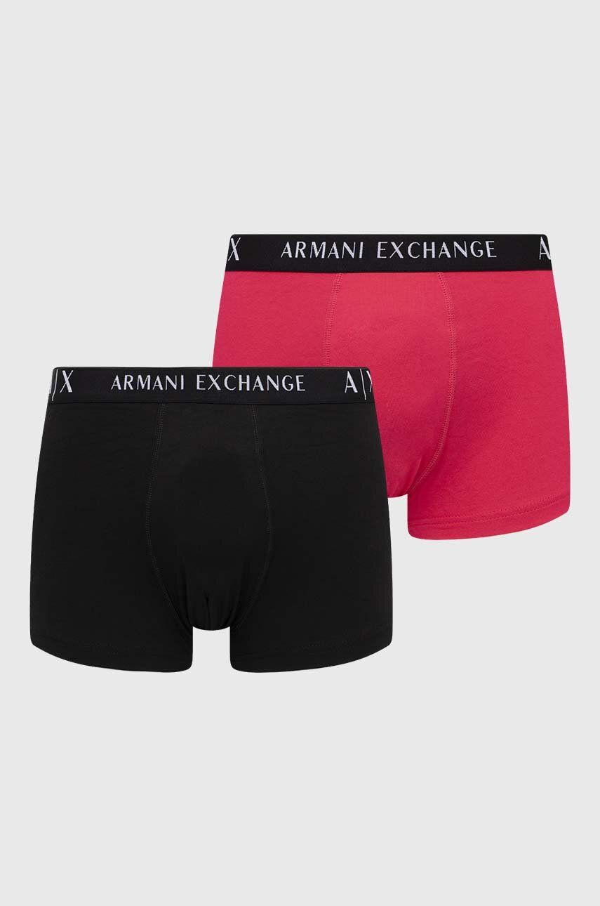 Armani Exchange boxeri 2-pack barbati, culoarea roz