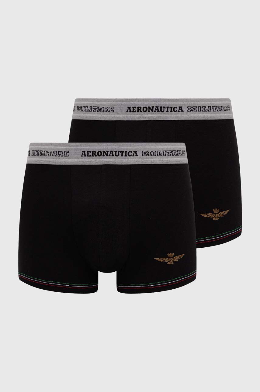 Aeronautica Militare boxeri 2-pack barbati, culoarea negru, AM1UBX004