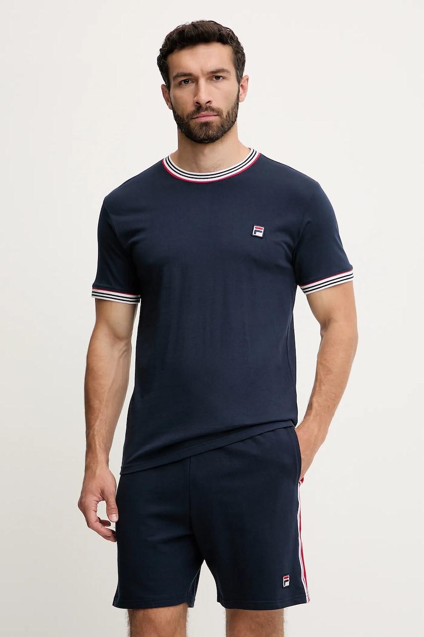 Fila pijamale de bumbac culoarea albastru marin, cu imprimeu, FPS1191