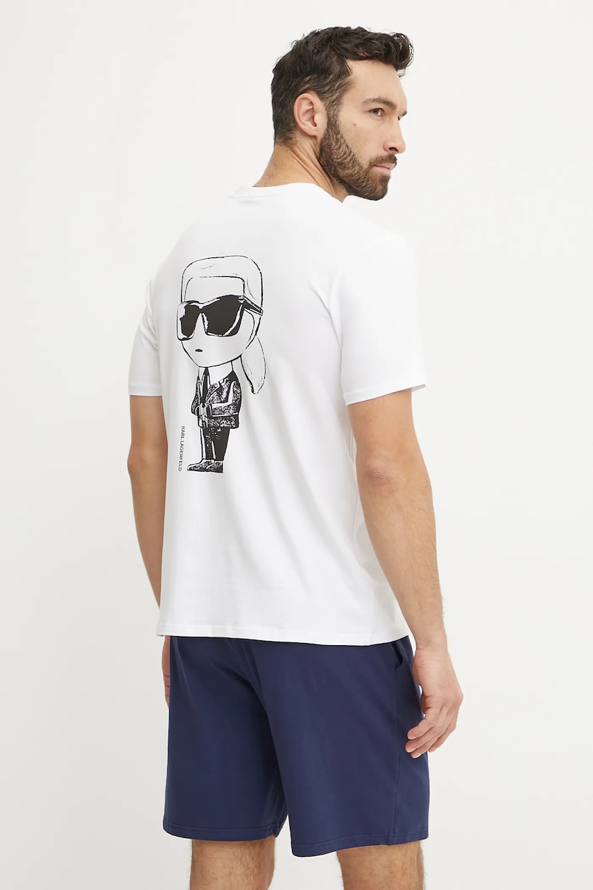 Karl Lagerfeld pijama bărbați, culoarea alb, cu imprimeu, A2M45007