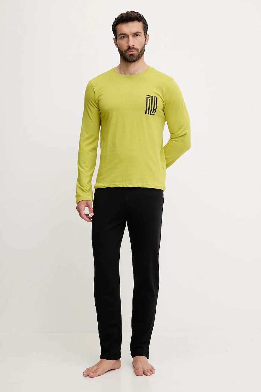 Fila compleu pijama culoarea verde, cu imprimeu, FPS1216