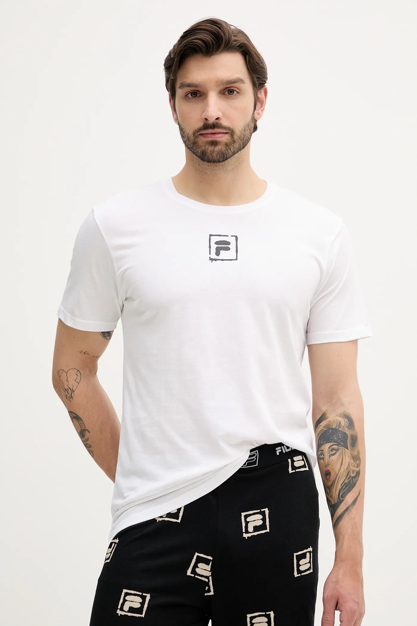 Хлопковая пижама Fila цвет белый узор FPS1221
