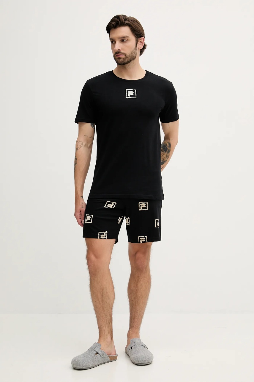 Хлопковая пижама Fila цвет чёрный узор FPS1221