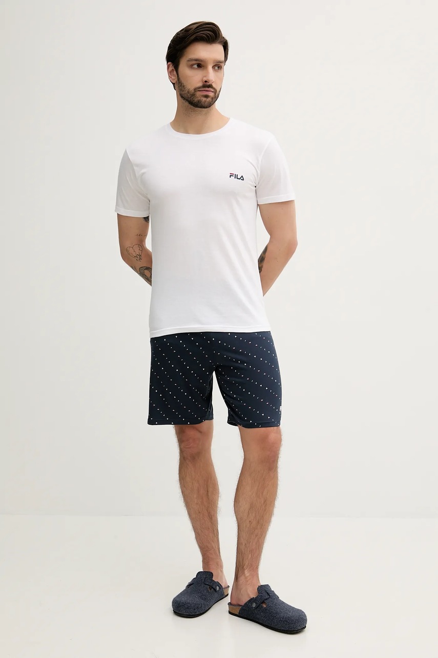Хлопковая пижама Fila цвет белый узор FPS1222