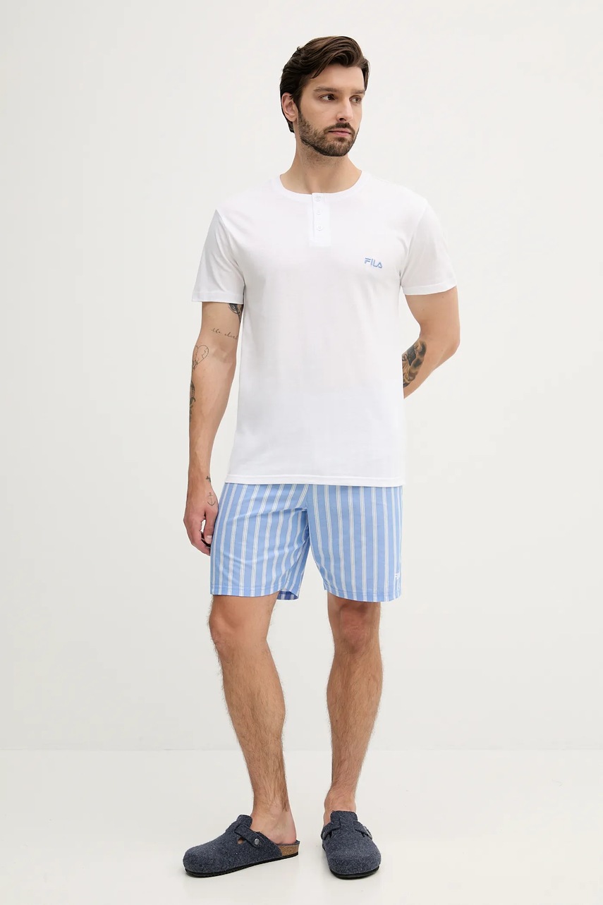 Хлопковая пижама Fila цвет белый узор FPS1225