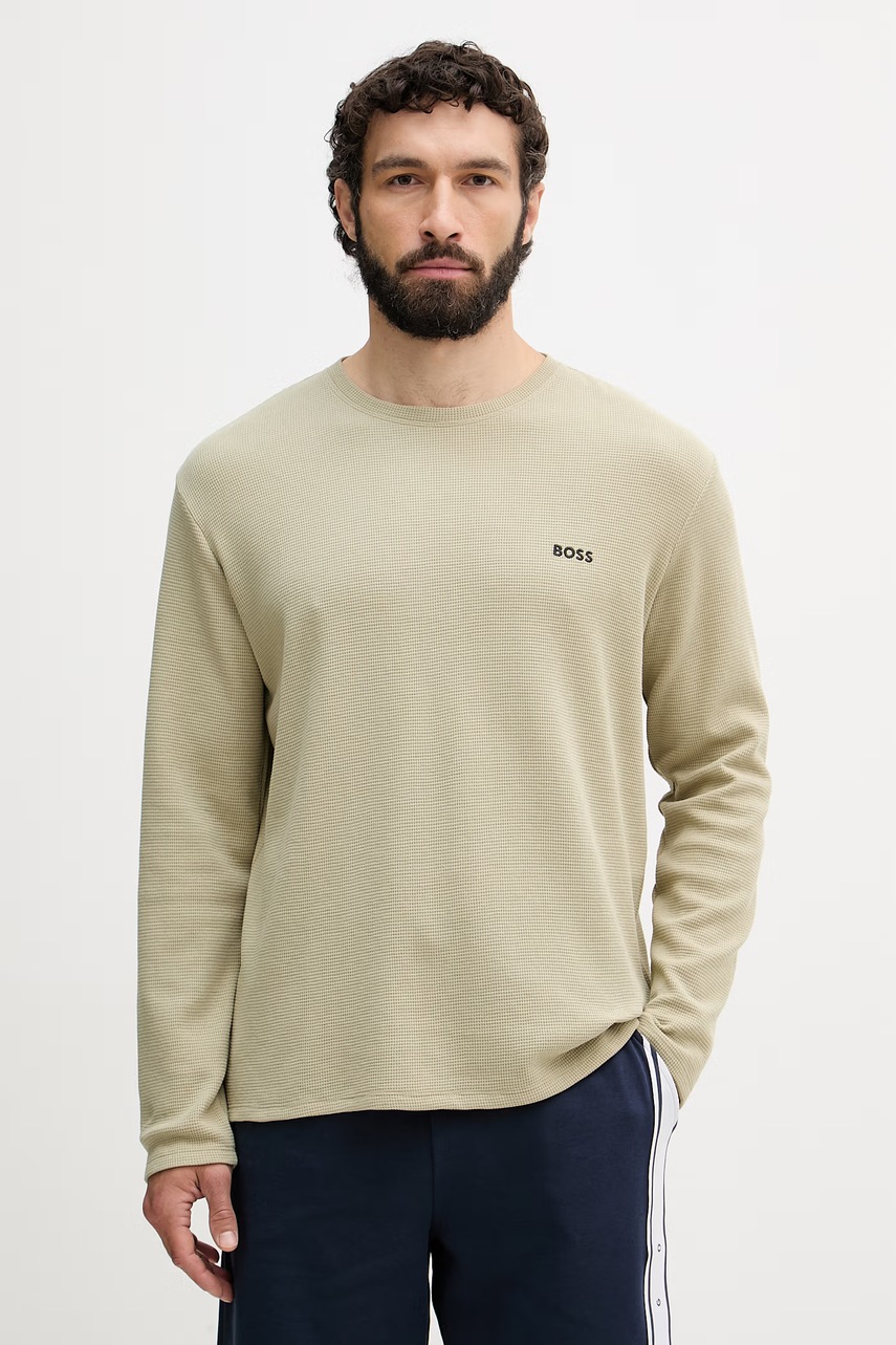 BOSS longsleeve lounge męski z bawełną Waffle LS-Shirt