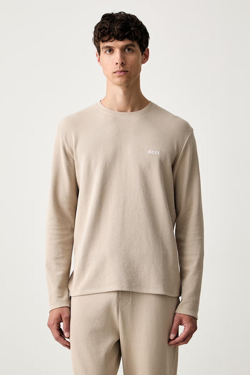 BOSS longsleeve lounge męski z bawełną Waffle LS-Shirt