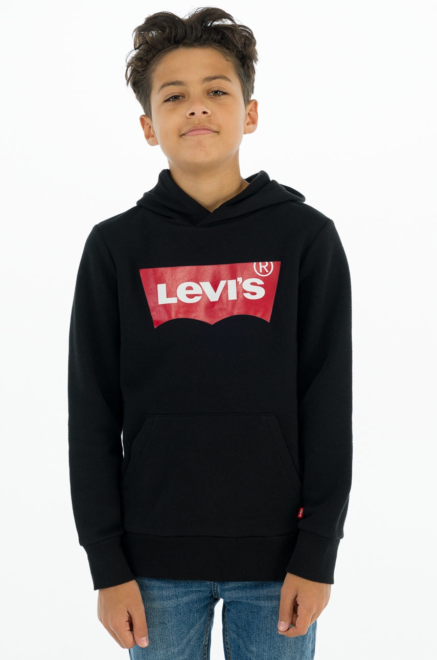 Dětská mikina Levi's černá barva, s potiskem