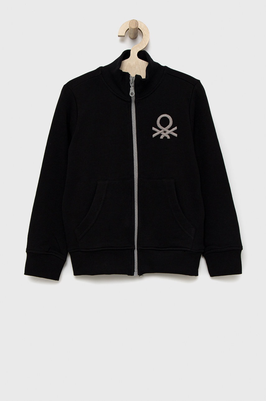 

Детски памучен суичър United Colors of Benetton в черно с изчистен дизайн, Черен