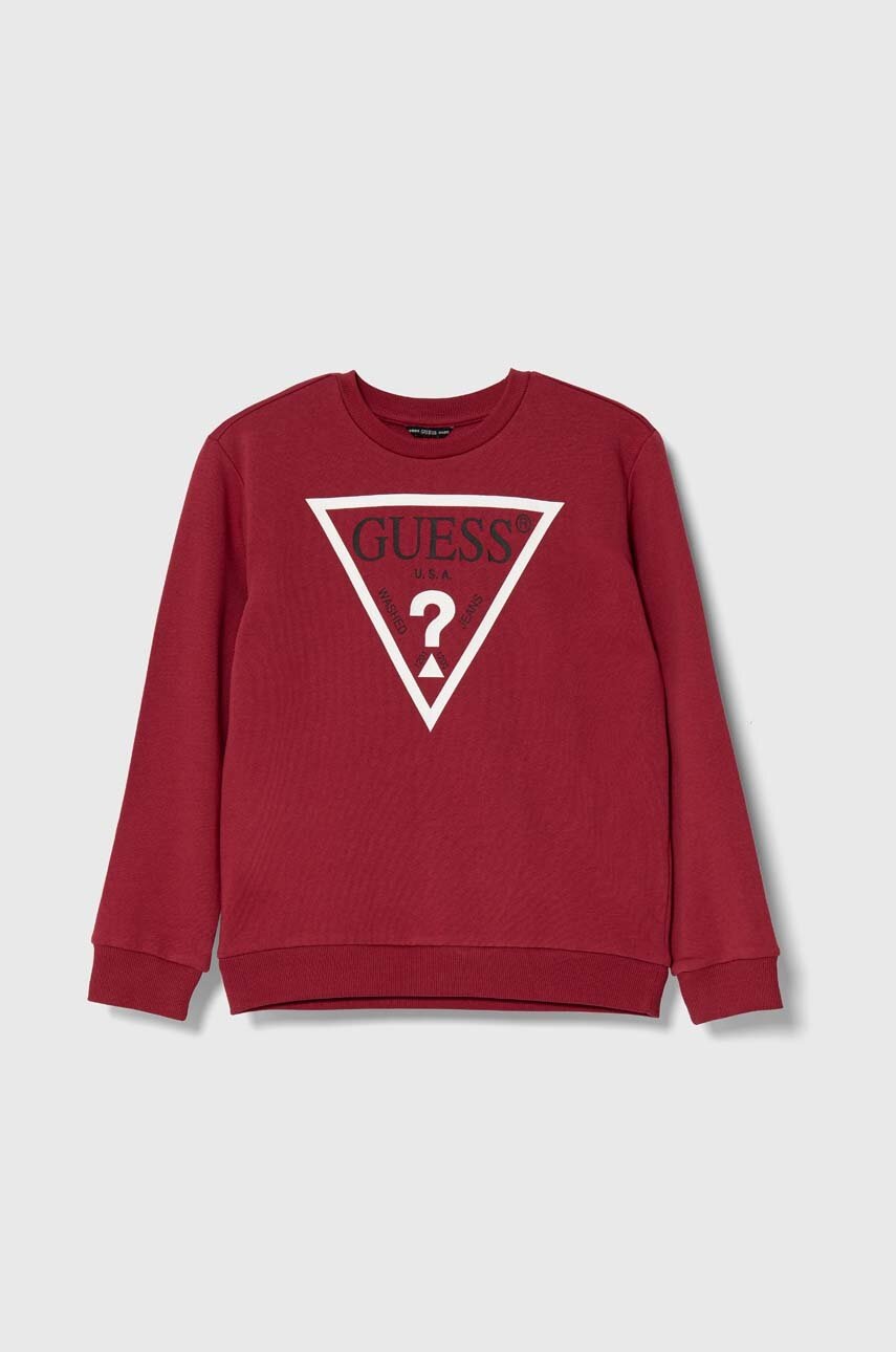 

Детски памучен суичър Guess в бордо с принт L73Q09 KAUG0