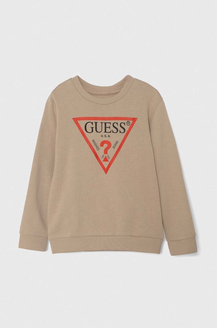 

Детски памучен суичър Guess в бежово с принт N73Q10 KAUG0, Бежов