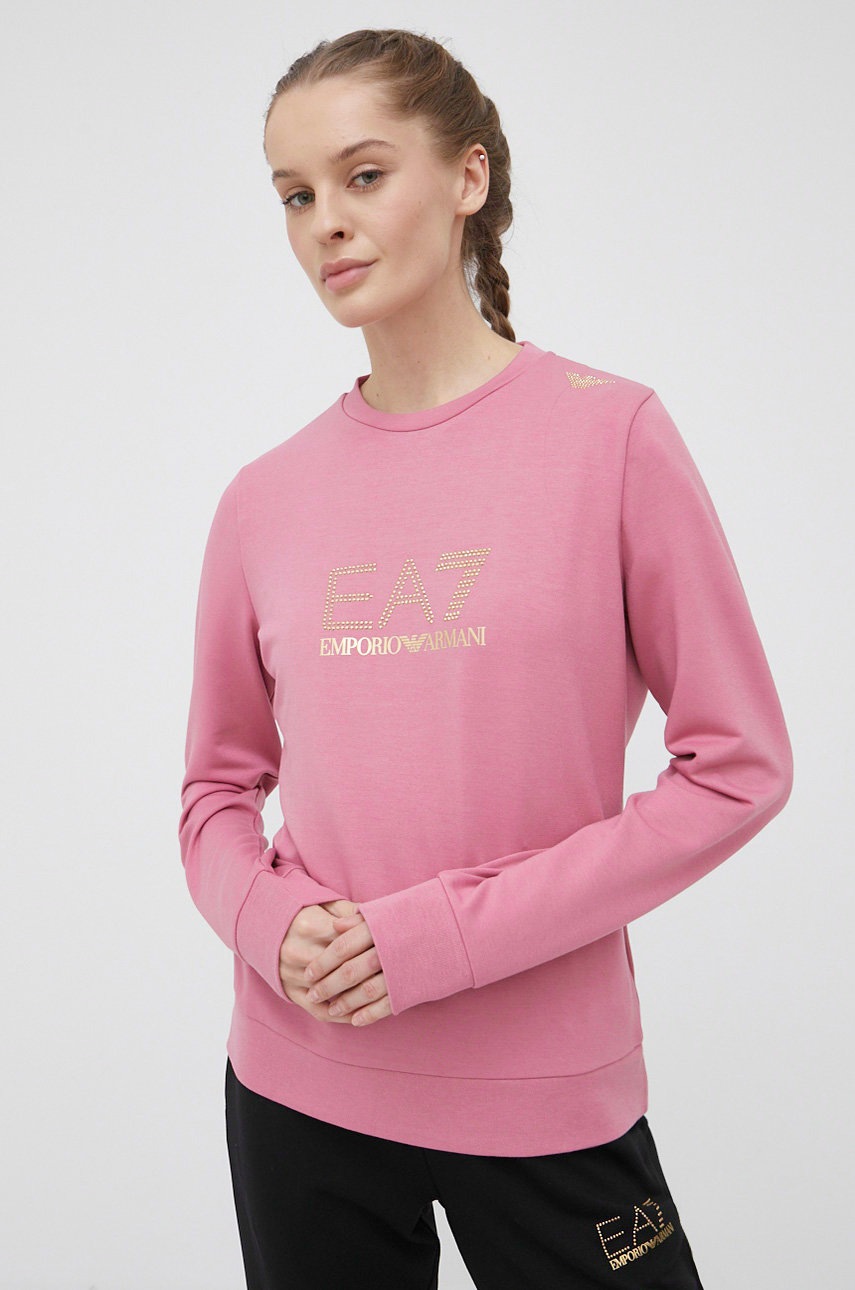 

Кофта EA7 Emporio Armani жіноча колір рожевий з аплікацією