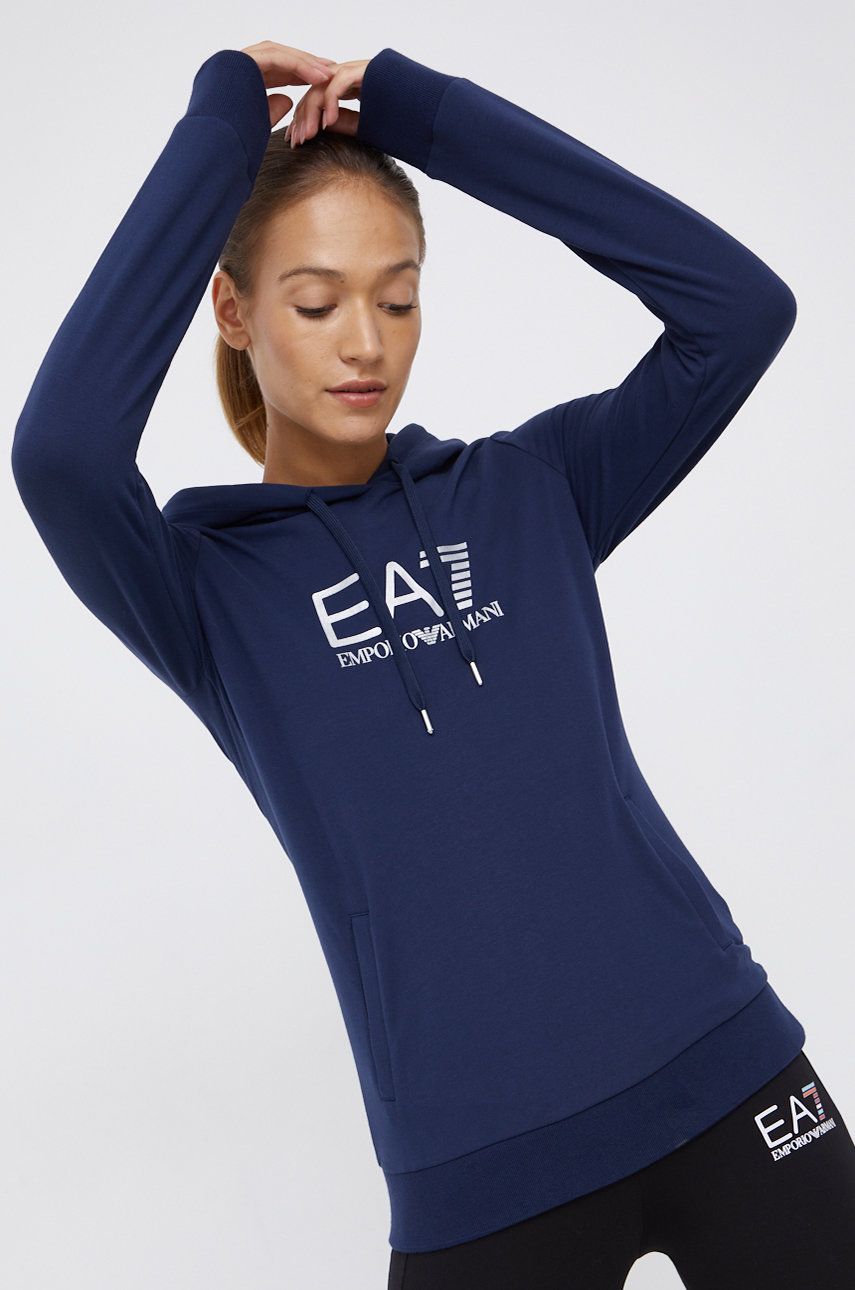 EA7 Emporio Armani Bluză femei, culoarea albastru marin, material neted 2023 ❤️ Pret Super answear imagine noua 2022
