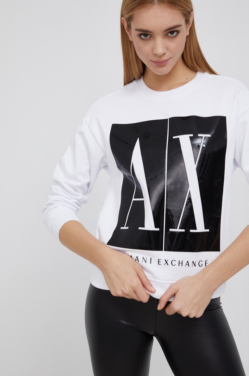 

Бавовняна кофта Armani Exchange жіноча колір білий з аплікацією