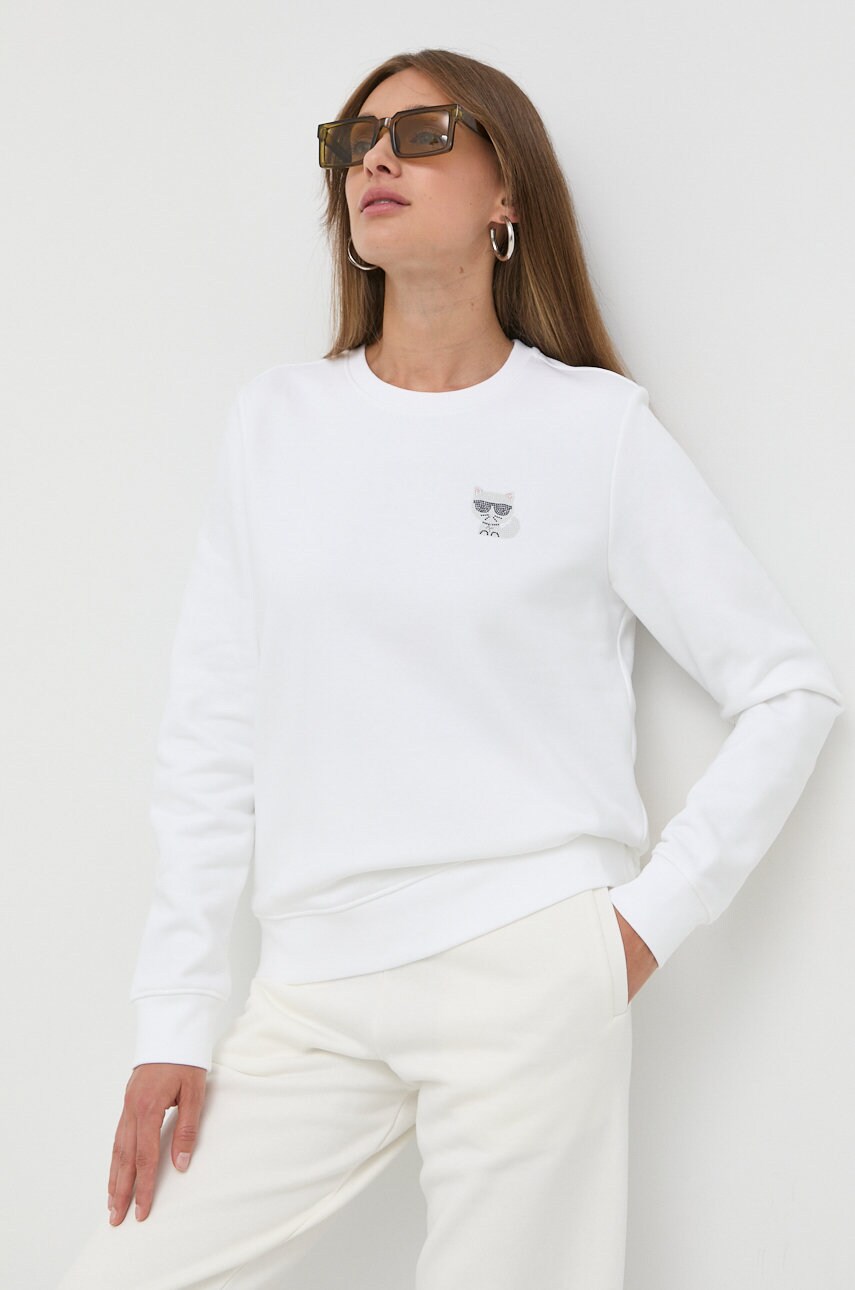 Karl lagerfeld bluza femei, culoarea alb, neted