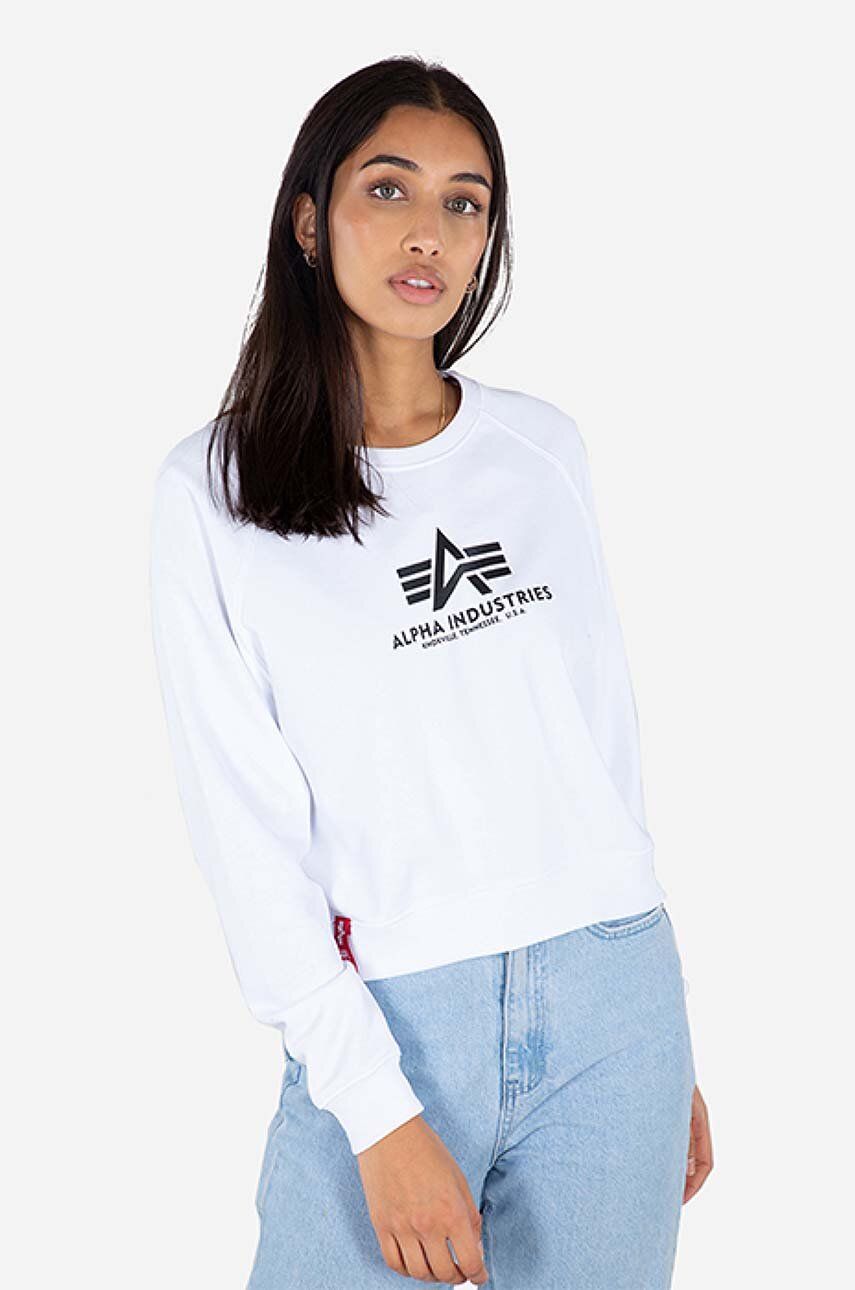 Alpha Industries bluză bluză Alpha Industries Boxy Sweater Wmn 128052 09 femei, culoarea alb, cu imprimeu 128052.09-white