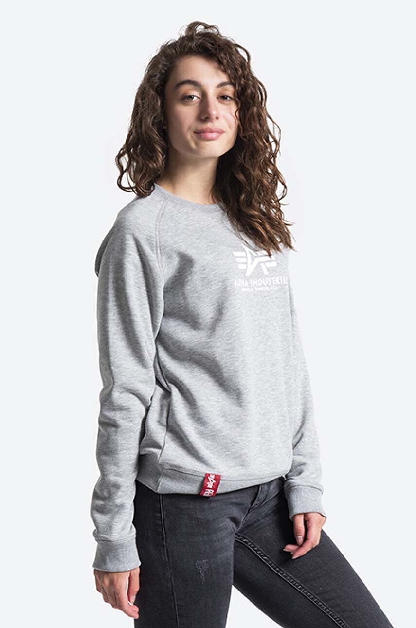 

Кофта Alpha Industries женская цвет серый с принтом 196031.17-grey