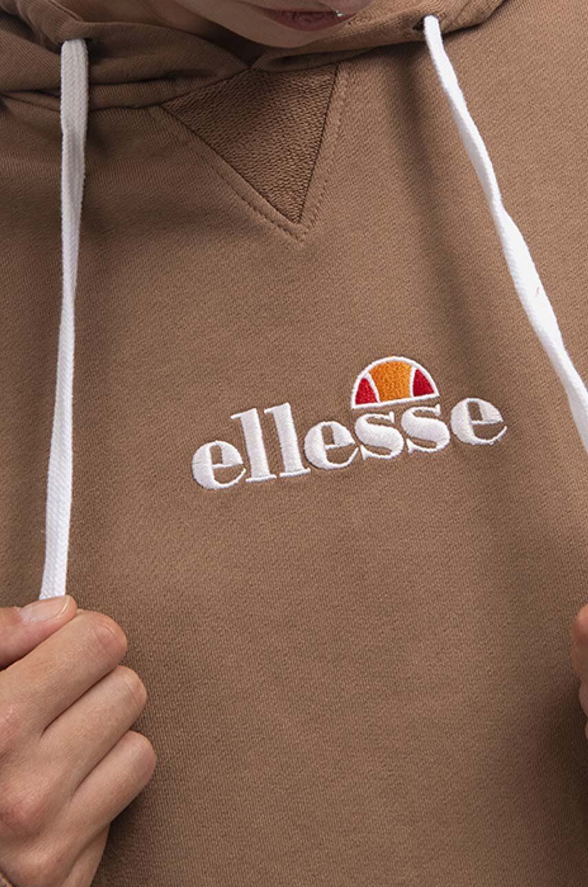 Pamučna dukserica Ellesse Daphni Oh Hoody za žene, boja: smeđa, s kapuljačom, s aplikacijom, SGM14014-PINK