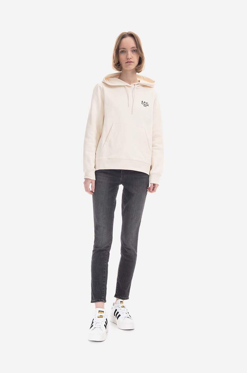 Βαμβακερή μπλούζα A.P.C. Hoodie Manuela γυναικεία, χρώμα άσπρο, με κουκούλα COEZD.F27760 φωτογραφία