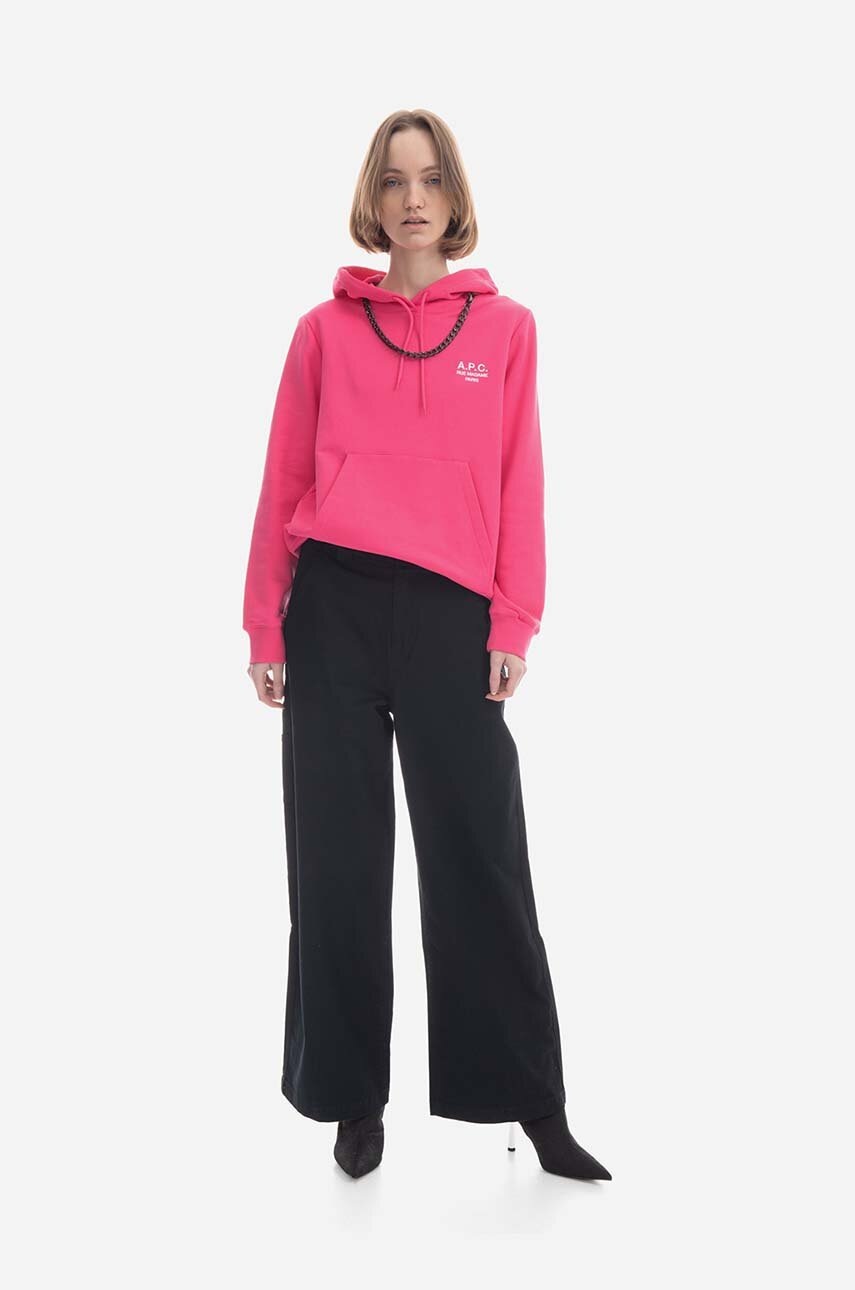 Βαμβακερή μπλούζα A.P.C. Hoodie Manuela γυναικεία, χρώμα ροζ, με κουκούλα COEZD.F27760 φωτογραφία