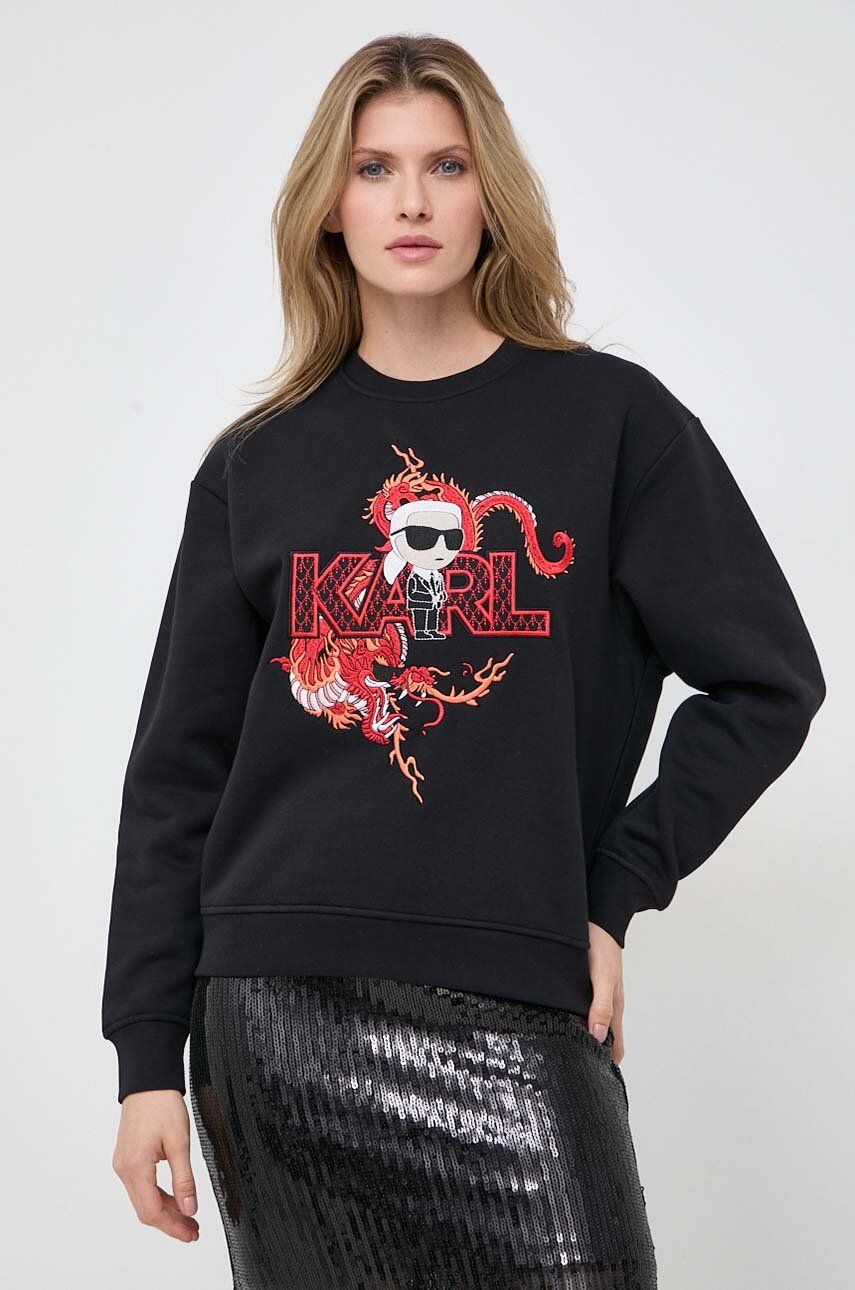 Karl Lagerfeld bluza femei, culoarea negru