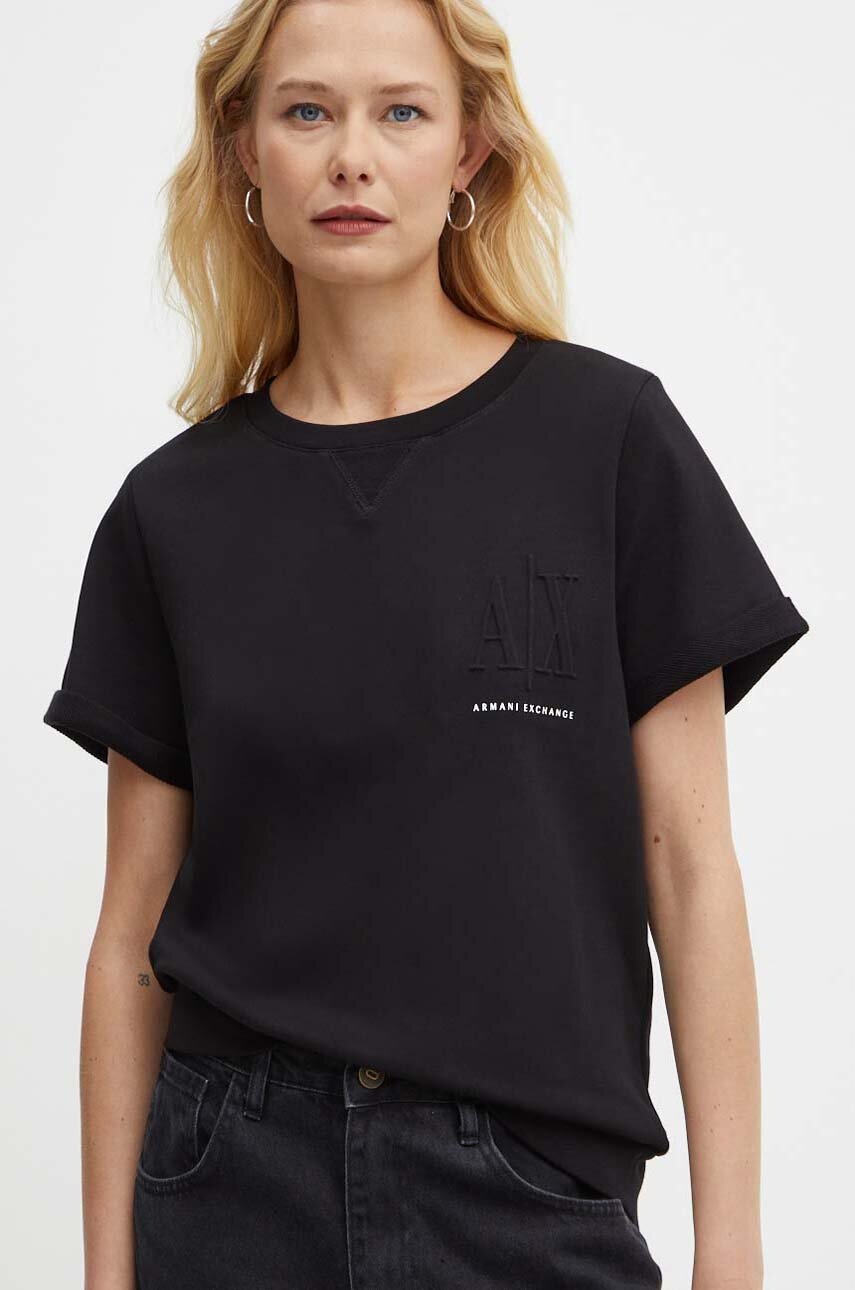 

Памучен суичър Armani Exchange в черно с апликация 8NYM03 YJ68Z, Черен