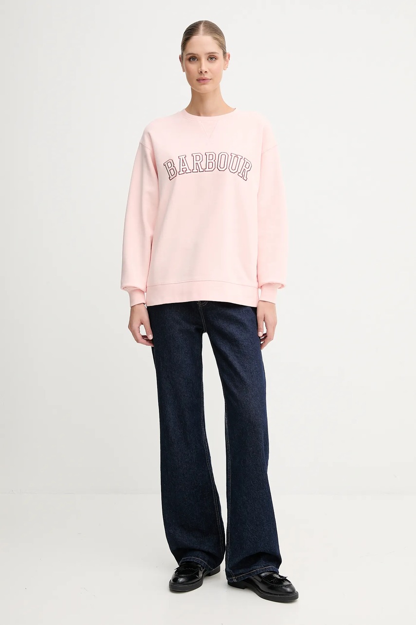 Хлопковая кофта Barbour цвет белый с аппликацией LOL0591