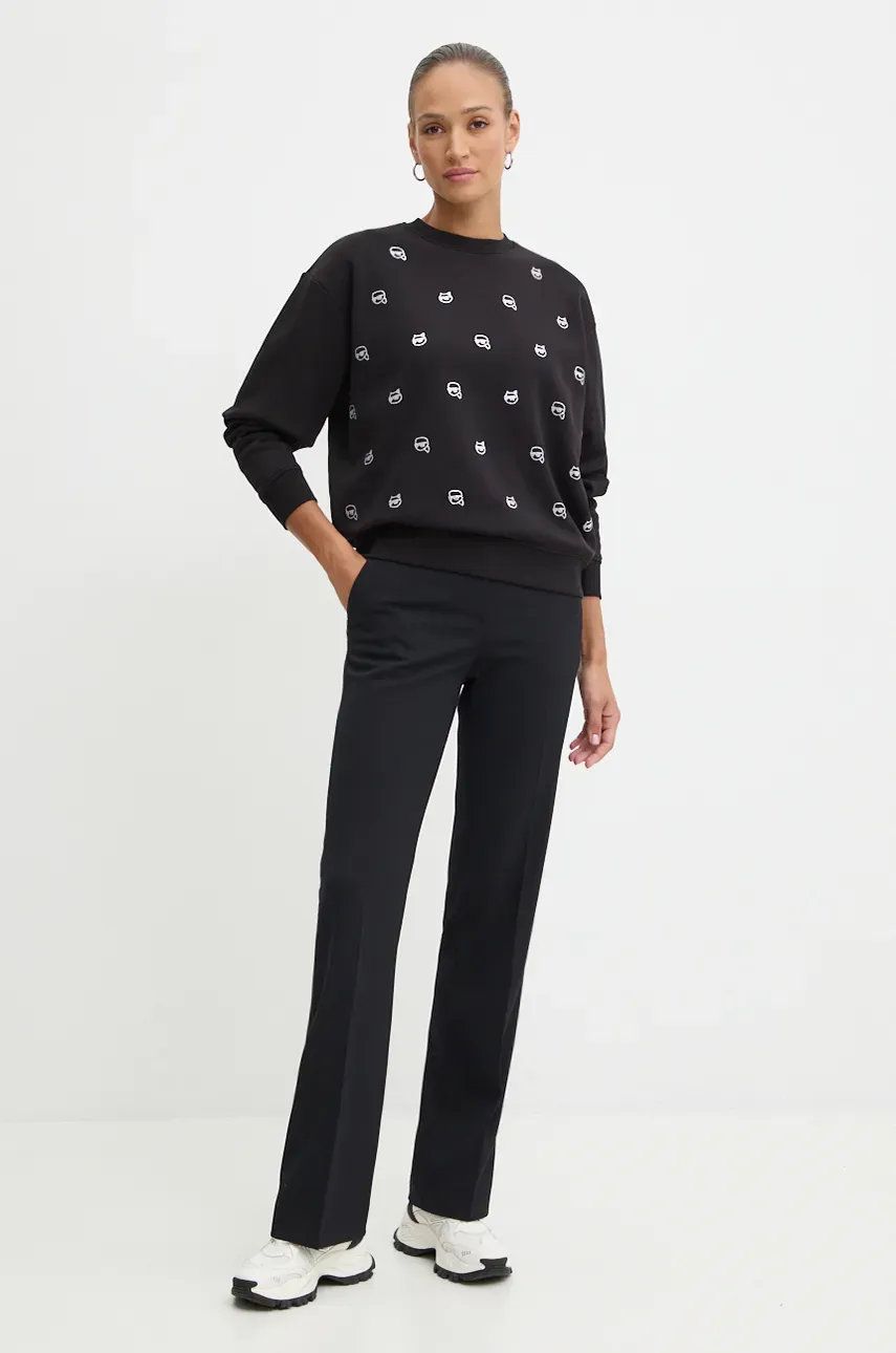 Кофта Karl Lagerfeld женская цвет чёрный с аппликацией 246W1800 Кофта Karl Lagerfeld женская цвет чёрный с аппликацией 246W1800
