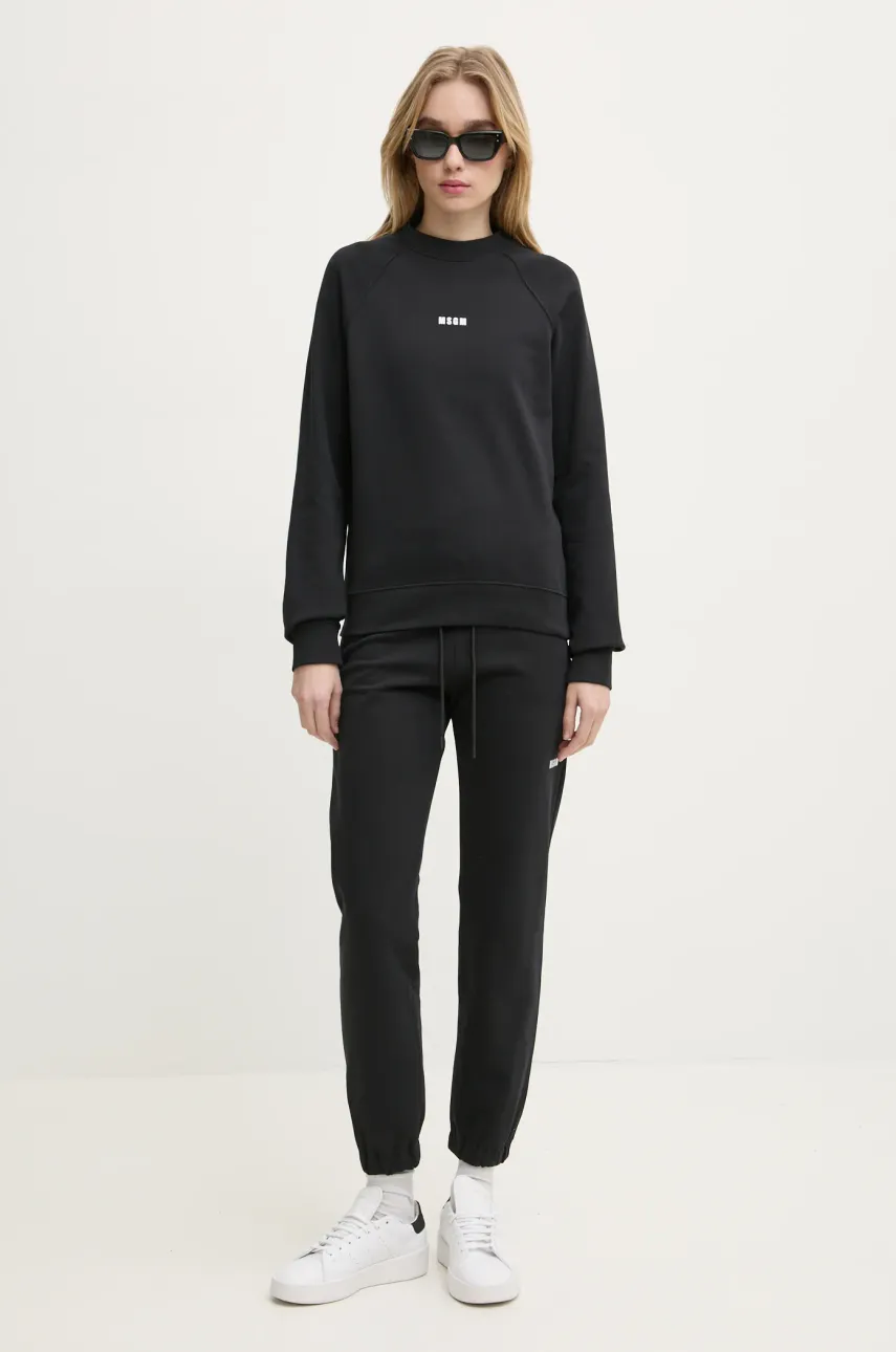 Хлопковая кофта MSGM женская цвет чёрный с принтом 2000MDM503.300000 Хлопковая кофта MSGM женская цвет чёрный с принтом 2000MDM503.300000