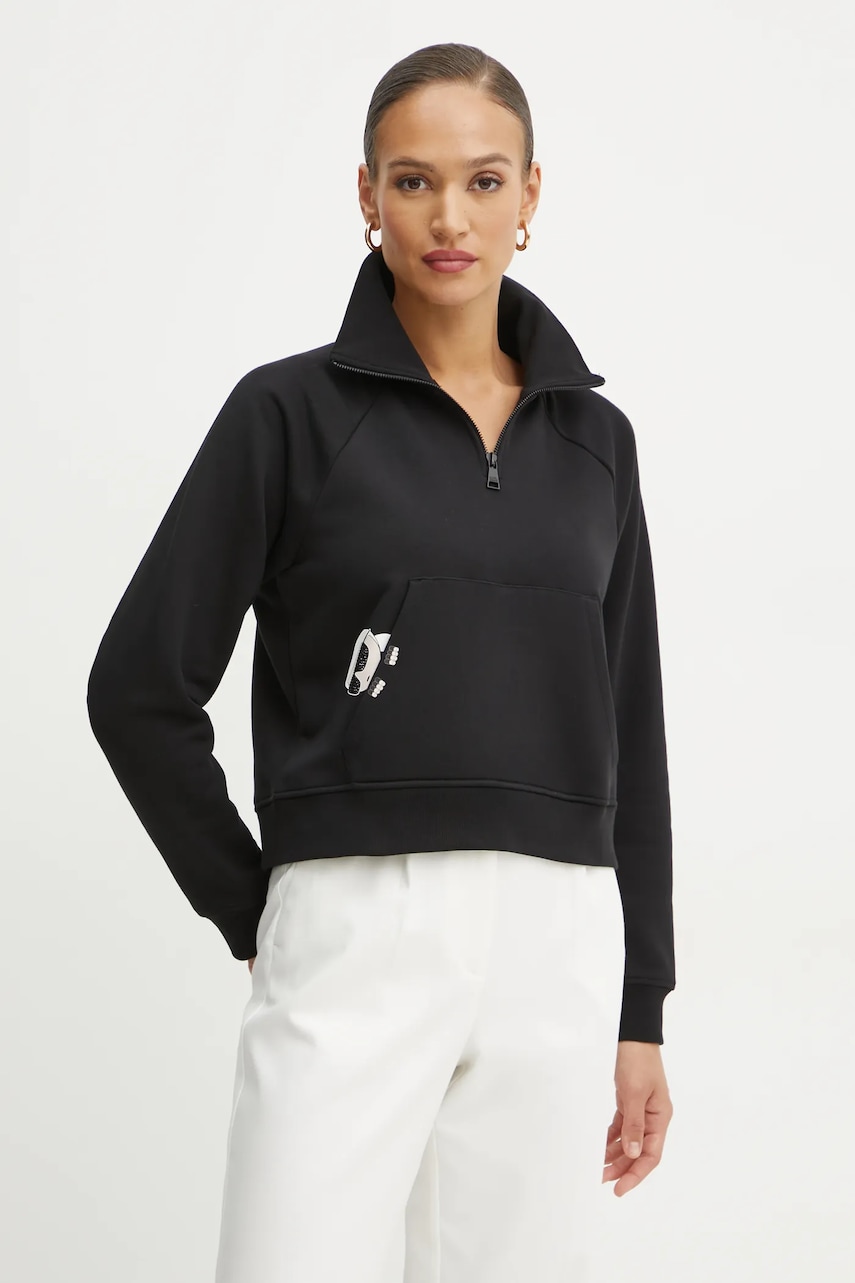 Karl Lagerfeld bluza femei, culoarea negru, cu imprimeu, A1W20058