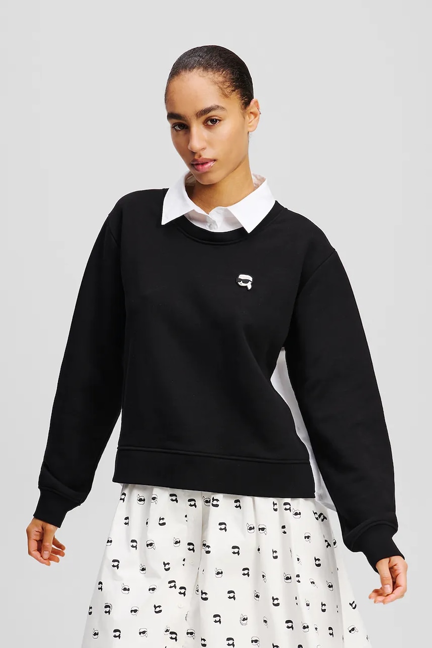 Karl Lagerfeld bluza femei, culoarea negru, modelator, A1W20084