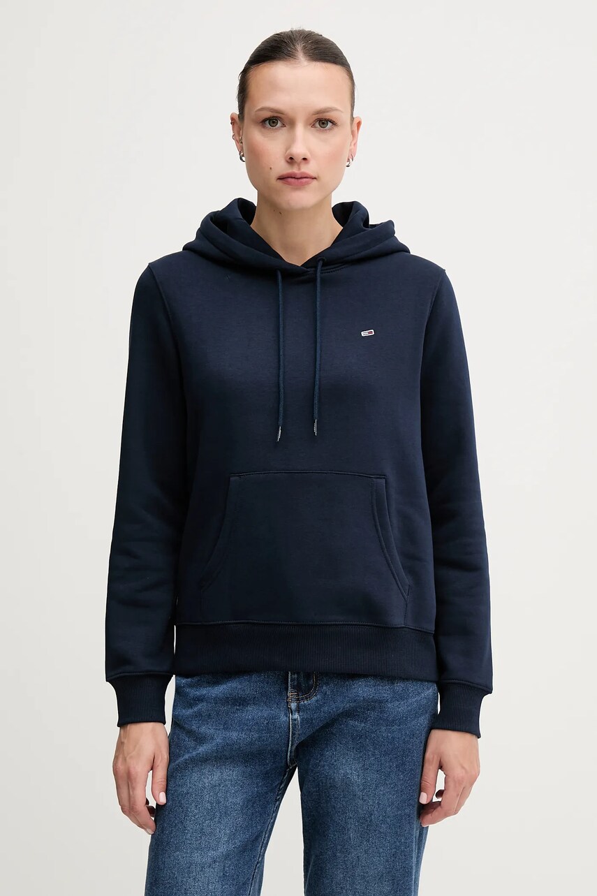 Tommy Jeans bluza culoarea bleumarin, cu gluga, uni, DW0DW19958