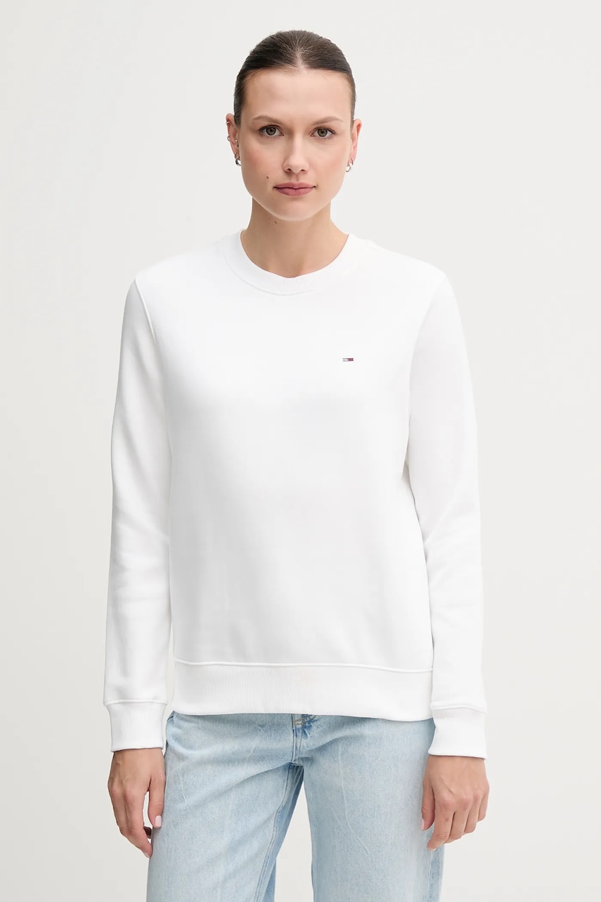 Tommy Jeans bluză culoarea alb, uni, DW0DW19959