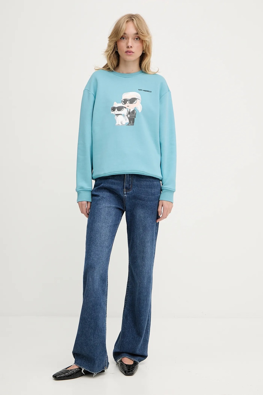 Кофта Karl Lagerfeld цвет бирюзовый с принтом A3W20057
