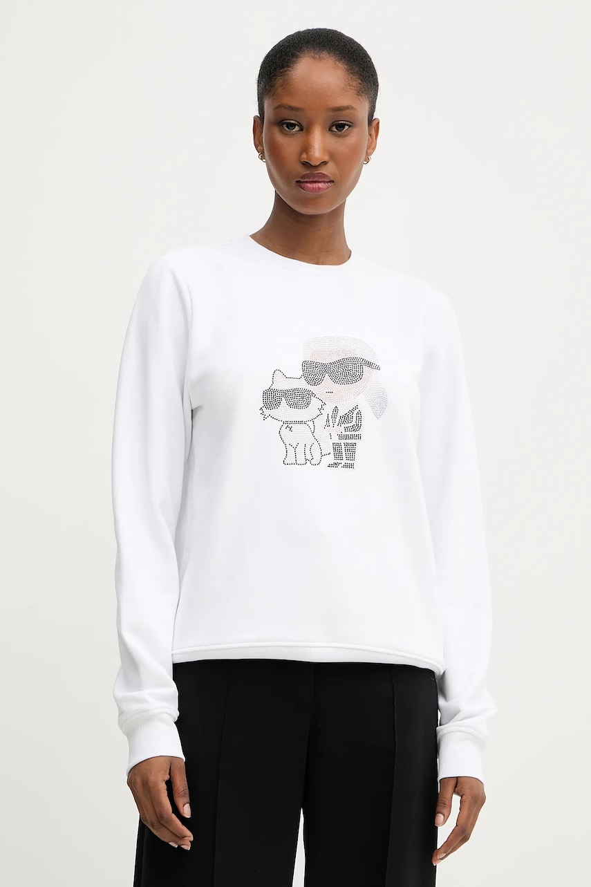 Karl Lagerfeld bluză culoarea alb, cu imprimeu, A3W20069