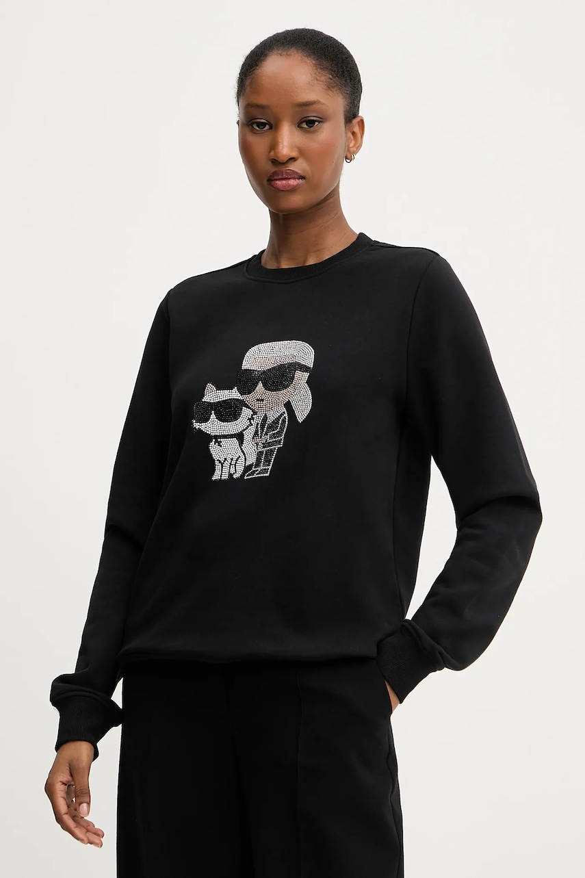 Karl Lagerfeld bluză culoarea negru, cu imprimeu, A3W20069