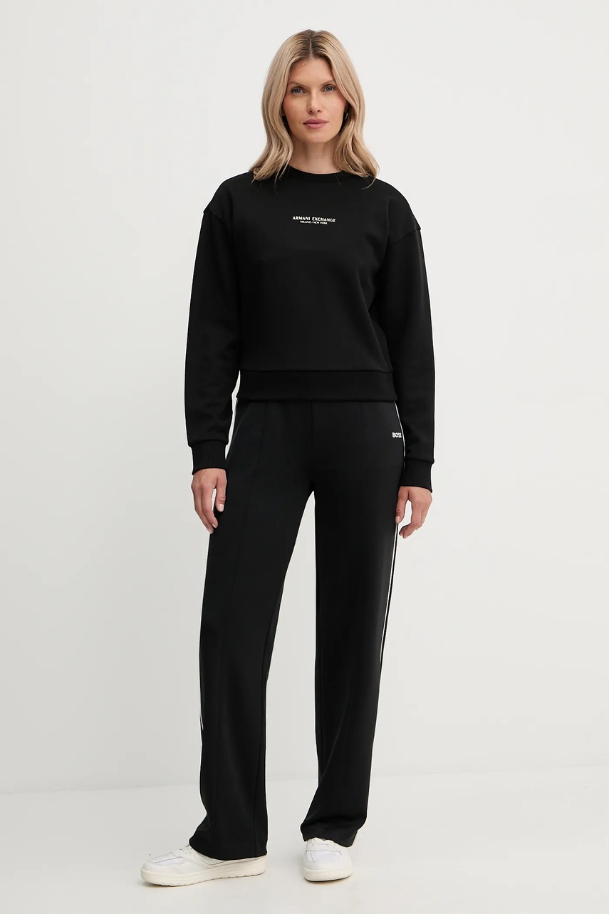 Хлопковая кофта Armani Exchange цвет чёрный с принтом XW001451 AF10830