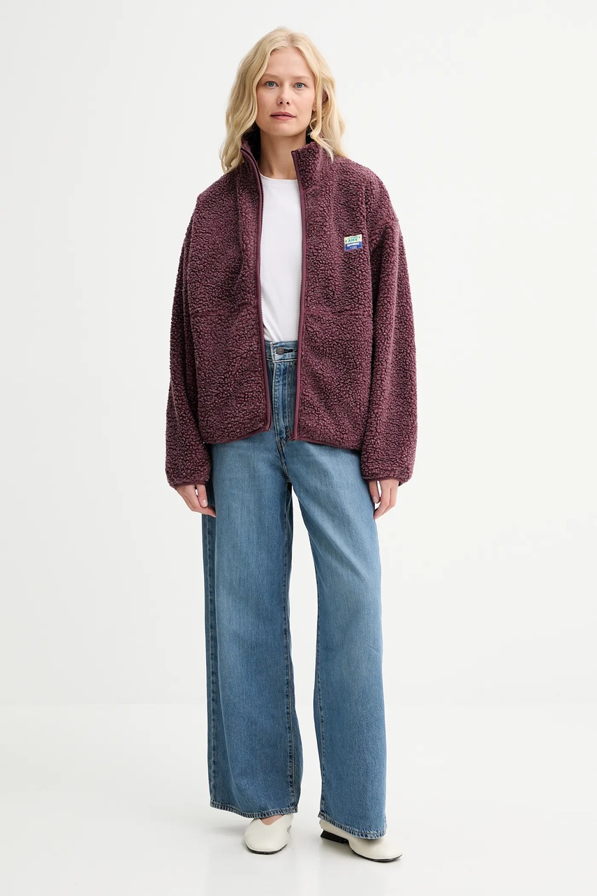 Флисовая кофта American Vintage цвет фиолетовый с аппликацией HOK16C